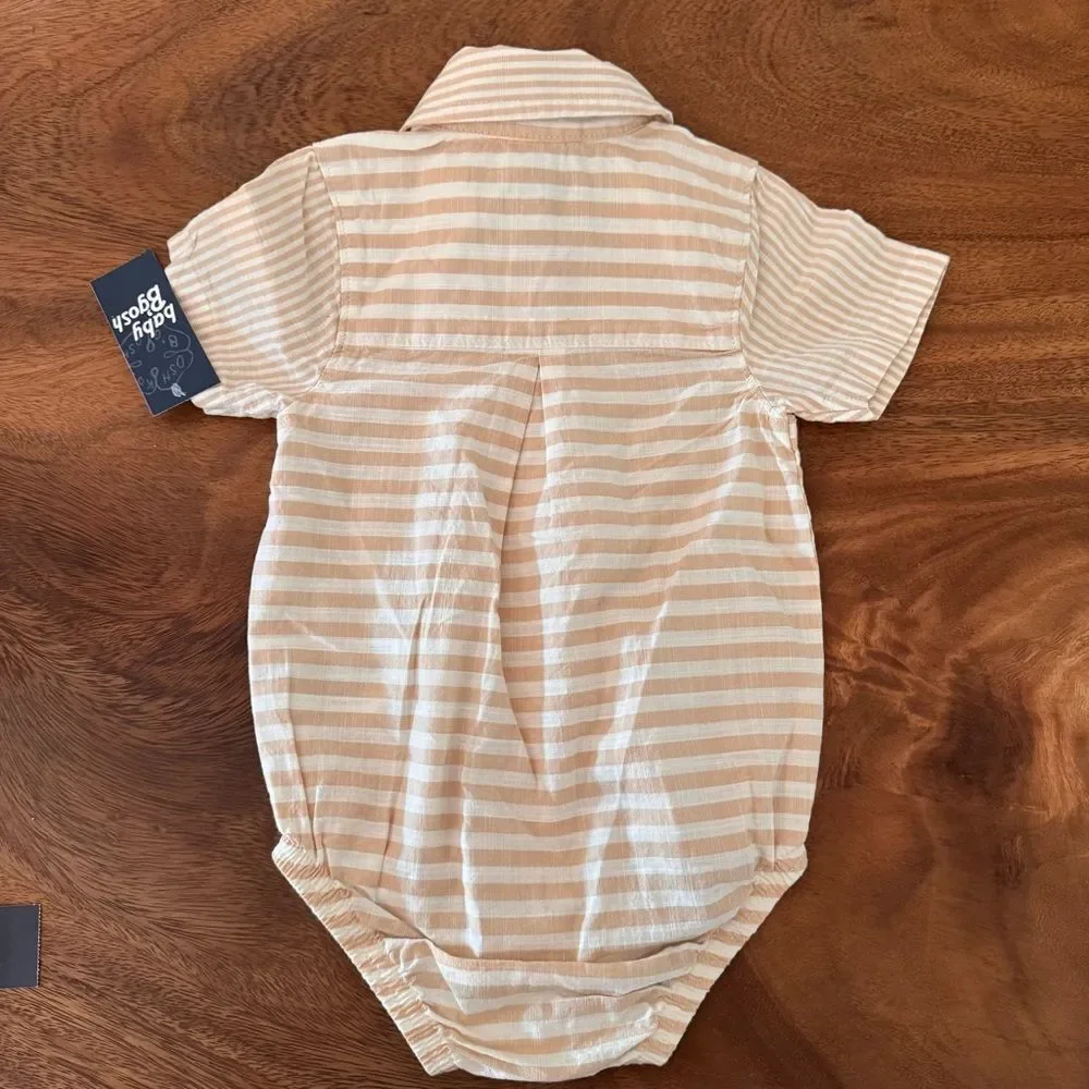 OshKosh B'gosh Baby Boy Suspender Shorts and Striped Button Bodysuit. 6 Months